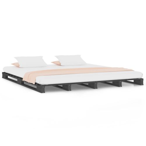 Lit De Palette Sans Matelas Gris 120x200 Cm Bois Massif