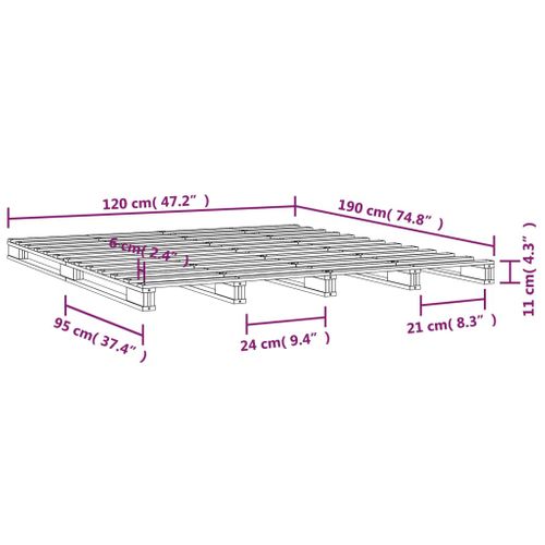 Lit De Palette 120x190 Cm Bois Pin Massif Petit Double