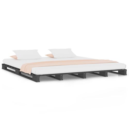 Lit De Palette Sans Matelas Gris Bois Massif 120x190