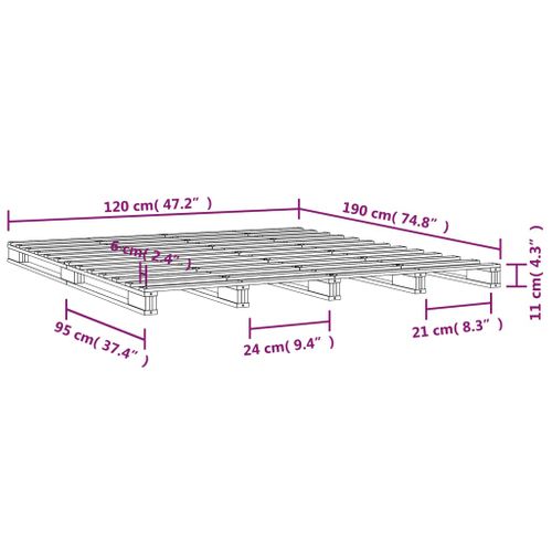 Lit De Palette Sans Matelas Gris Bois Massif 120x190