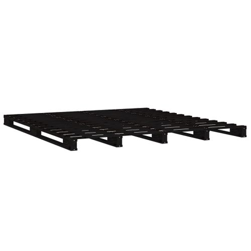 Lit De Palette Sans Matelas Noir Bois Massif 135x190