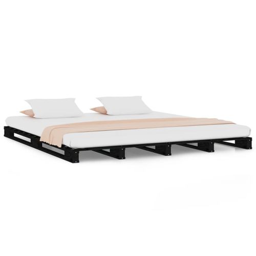 Lit De Palette Sans Matelas Noir Bois Massif 135x190