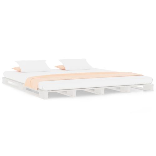 Lit De Palette Sans Matelas Blanc 140x190 Cm Bois Massif