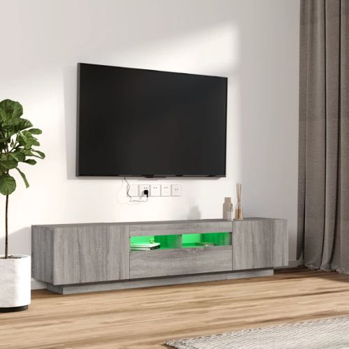 Ensemble De Meubles TV Avec Lumières LED 2 Pièces Sonoma Gris