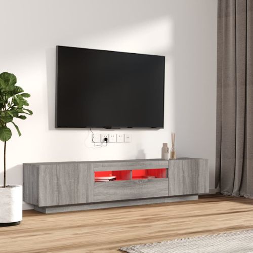 Ensemble De Meubles TV Avec Lumières LED 2 Pièces Sonoma Gris