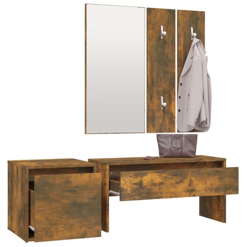 Ensemble De Meubles De Couloir Chêne Fumé Bois Contreplaqué