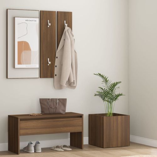 Ensemble De Meubles De Couloir Chêne Marron Bois Contreplaqué
