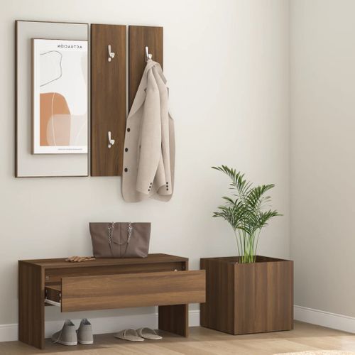 Ensemble De Meubles De Couloir Chêne Marron Bois Contreplaqué