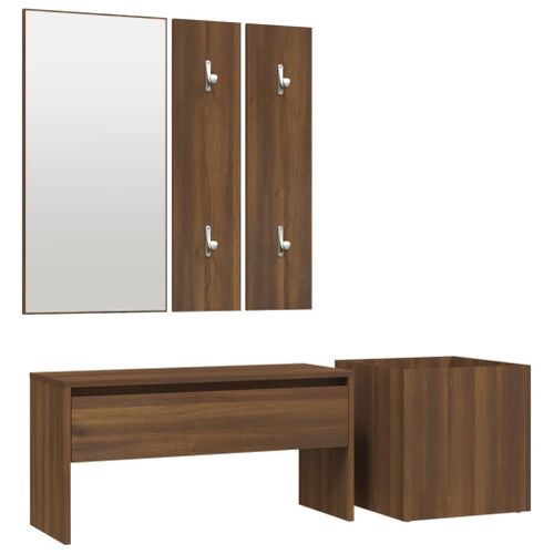 Ensemble De Meubles De Couloir Chêne Marron Bois Contreplaqué