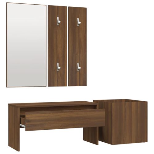 Ensemble De Meubles De Couloir Chêne Marron Bois Contreplaqué