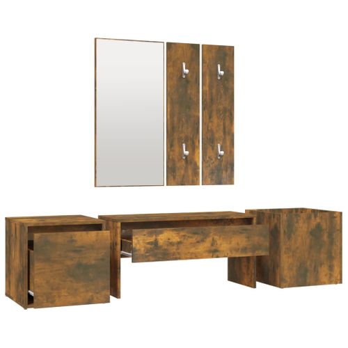 Ensemble De Meubles De Couloir Chêne Fumé Bois Contreplaqué