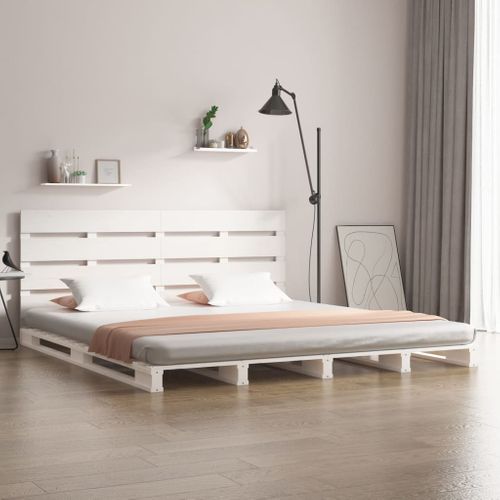Cadre De Lit Sans Matelas Blanc 200x200 Cm Bois Massif De Pin