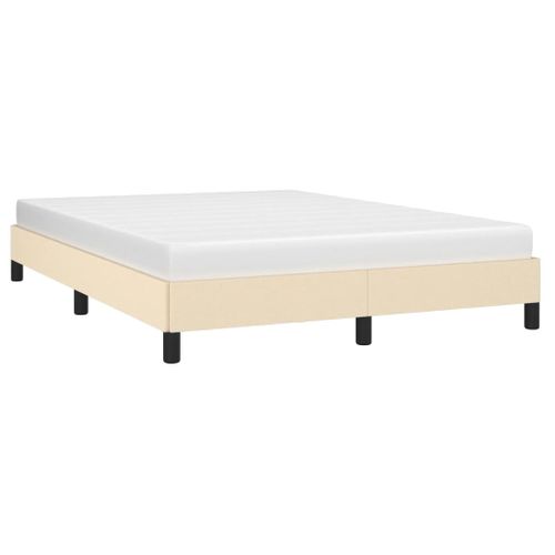 Cadre De Lit Sans Matelas Crème 140x190 Cm Tissu