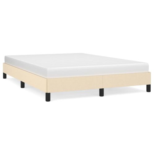 Cadre De Lit Sans Matelas Crème 140x190 Cm Tissu