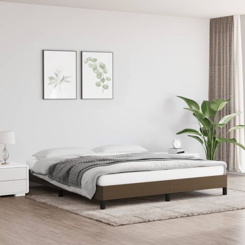 Cadre De Lit Sans Matelas Marron Foncé 160x200 Cm Tissu