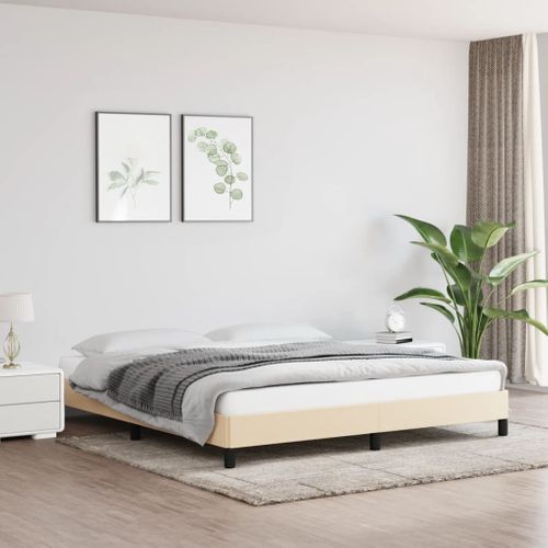 Cadre De Lit Sans Matelas Crème 160x200 Cm Tissu