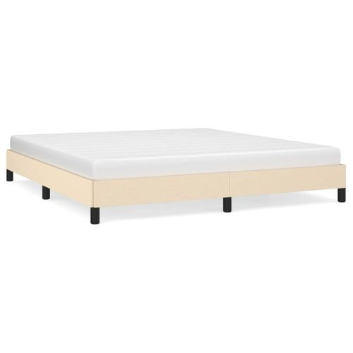 Cadre De Lit Sans Matelas Crème 160x200 Cm Tissu