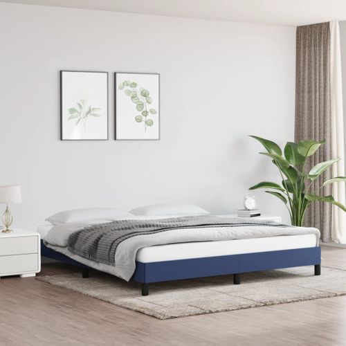 Cadre De Lit Sans Matelas Bleu 160x200 Cm Tissu