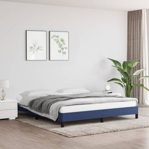 Cadre De Lit Sans Matelas Bleu 180x200 Cm Tissu