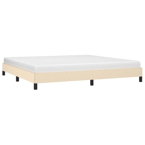 Cadre De Lit Sans Matelas Crème 200x200 Cm Tissu