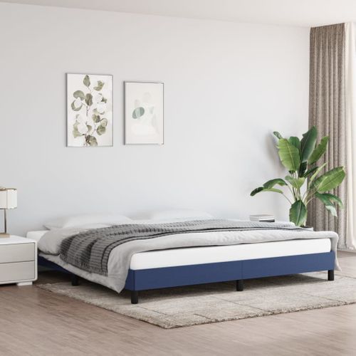 Cadre De Lit Sans Matelas Bleu 200x200 Cm Tissu