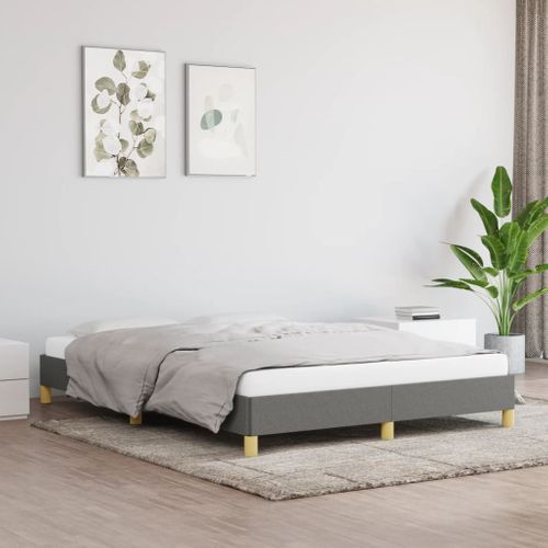 Cadre De Lit Sans Matelas Gris Foncé 140x200 Cm Tissu