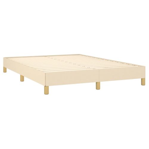 Cadre De Lit Sans Matelas Crème 140x200 Cm Tissu