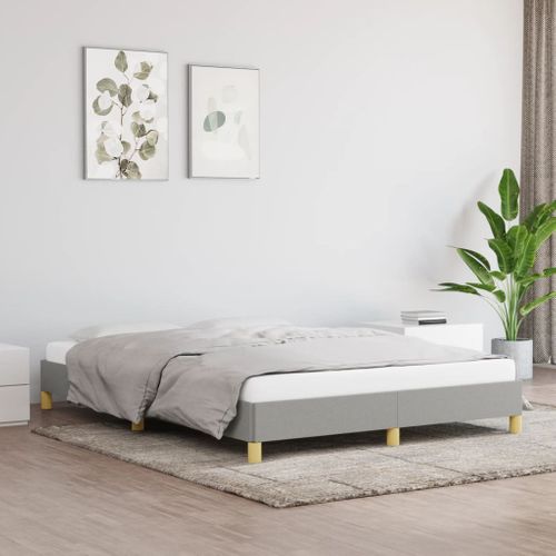 Cadre De Lit Sans Matelas Gris Clair 160x200 Cm Tissu