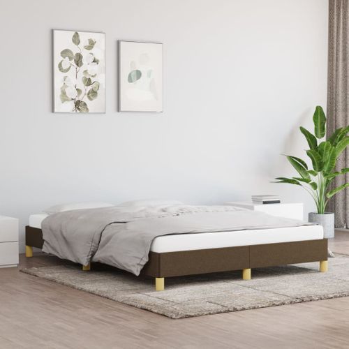 Cadre De Lit Sans Matelas Marron Foncé 160x200 Cm Tissu