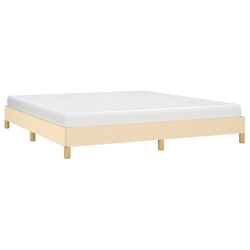 Cadre De Lit Sans Matelas Crème 180x200 Cm Tissu