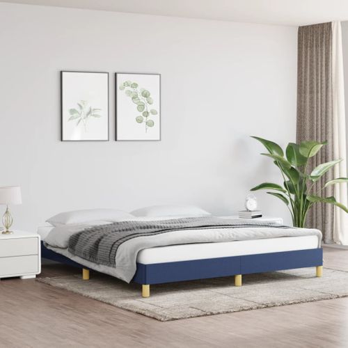 Cadre De Lit Sans Matelas Bleu 180x200 Cm Tissu