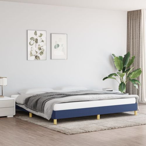 Cadre De Lit Sans Matelas Bleu 200x200 Cm Tissu