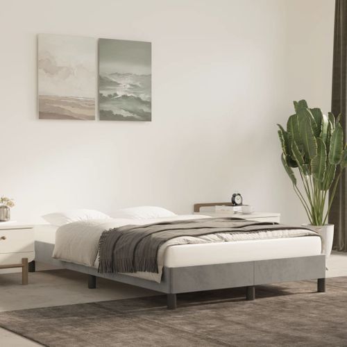 Cadre De Lit Sans Matelas Gris Clair 120x200 Cm Velours