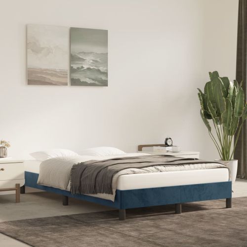 Cadre De Lit Sans Matelas Bleu Foncé 120x200 Cm Velours