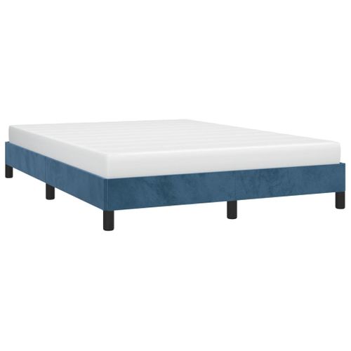 Cadre De Lit Sans Matelas Bleu Foncé 140x190 Cm Velours