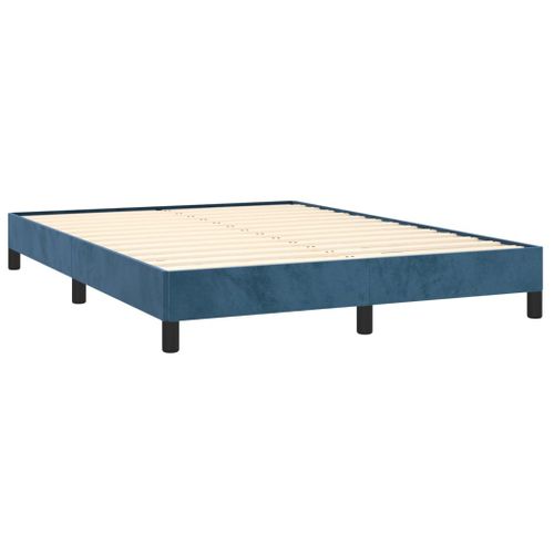 Cadre De Lit Sans Matelas Bleu Foncé 140x190 Cm Velours