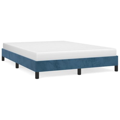 Cadre De Lit Sans Matelas Bleu Foncé 140x190 Cm Velours