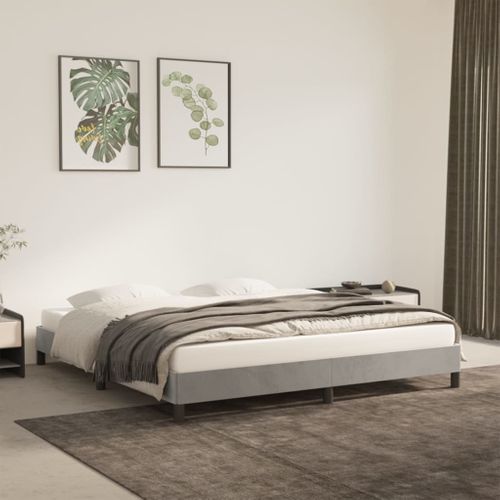 Cadre De Lit Sans Matelas Gris Clair 160x200 Cm Velours