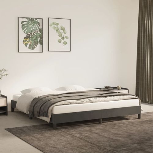 Cadre De Lit Sans Matelas Gris Foncé 160x200 Cm Velours