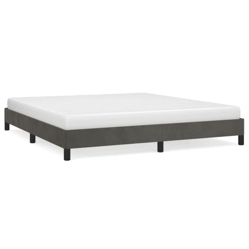 Cadre De Lit Sans Matelas Gris Foncé 160x200 Cm Velours