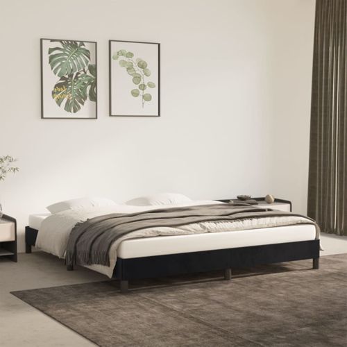Cadre De Lit Sans Matelas Noir 160x200 Cm Velours