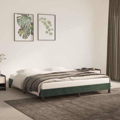 Cadre De Lit Sans Matelas Vert Foncé 160x200 Cm Velours