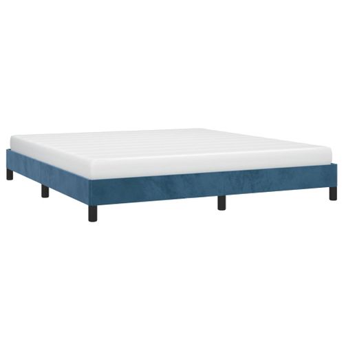Cadre De Lit Sans Matelas Bleu Foncé 160x200 Cm Velours
