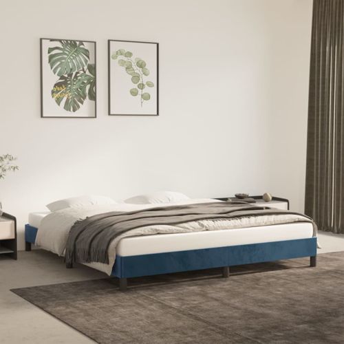 Cadre De Lit Sans Matelas Bleu Foncé 180x200 Cm Velours