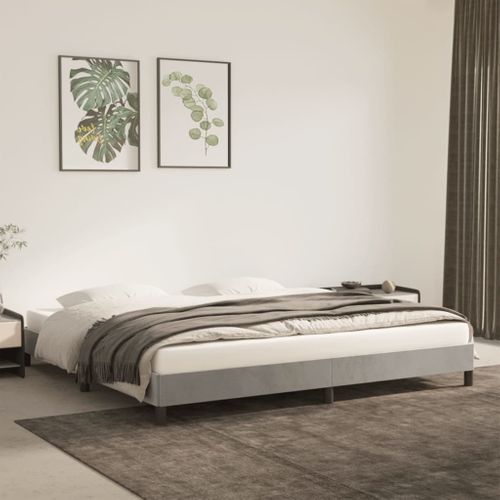 Cadre De Lit Sans Matelas Gris Clair 200x200 Cm Velours