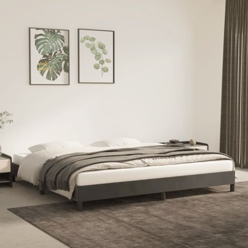 Cadre De Lit Sans Matelas Gris Foncé 200x200 Cm Velours