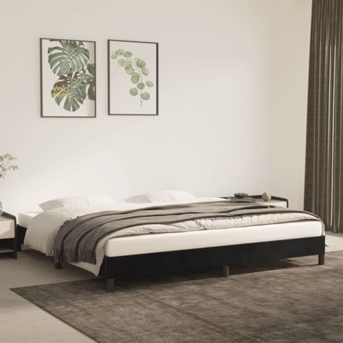 Cadre De Lit Sans Matelas Noir 200x200 Cm Velours