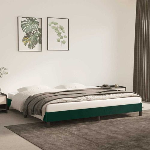 Cadre De Lit Sans Matelas Vert Foncé 200x200 Cm Velours