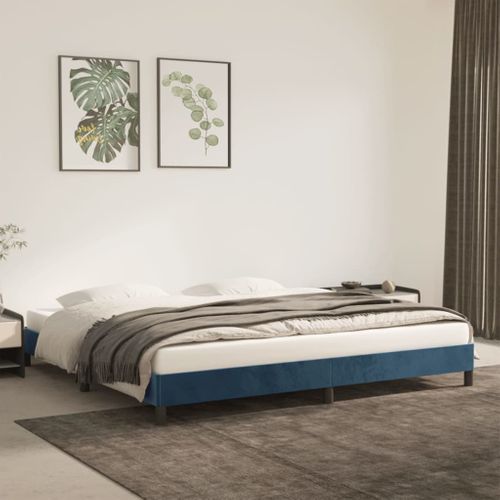 Cadre De Lit Sans Matelas Bleu Foncé 200x200 Cm Velours