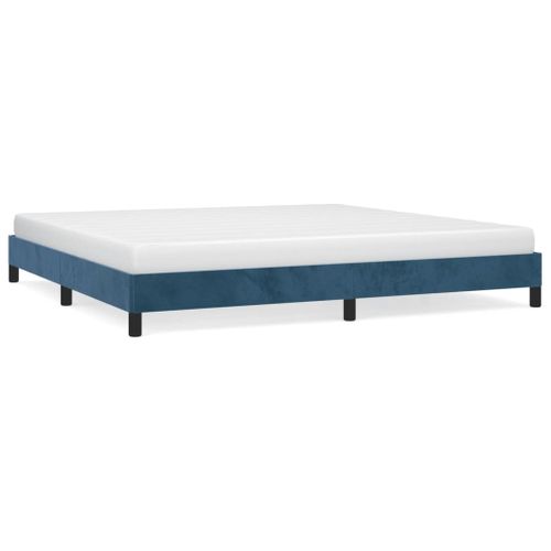 Cadre De Lit Sans Matelas Bleu Foncé 200x200 Cm Velours